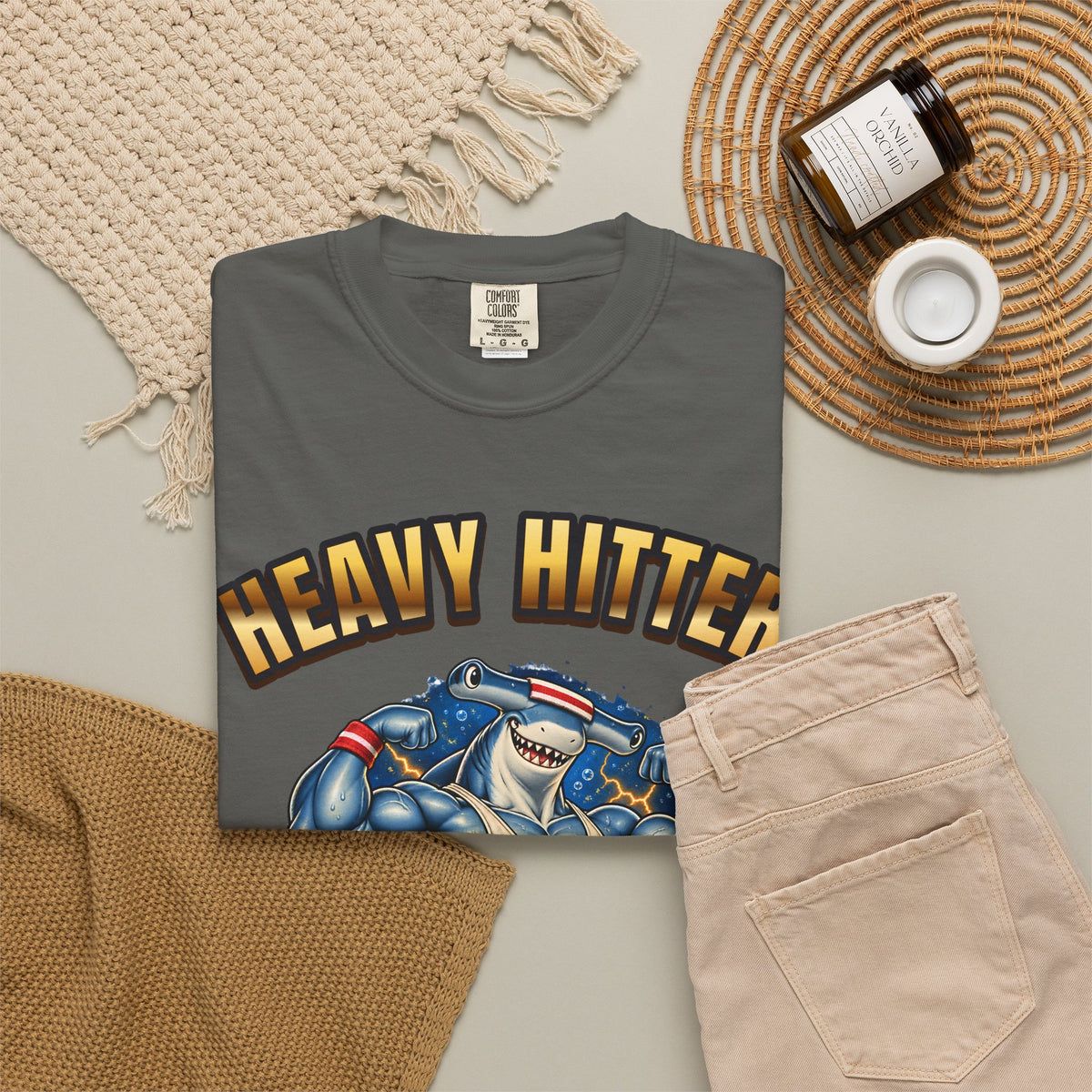 Hammerhead Gym Shirt | Heavy Hitter Shark Bootleg Tee | Comfort Colors T-Shirt