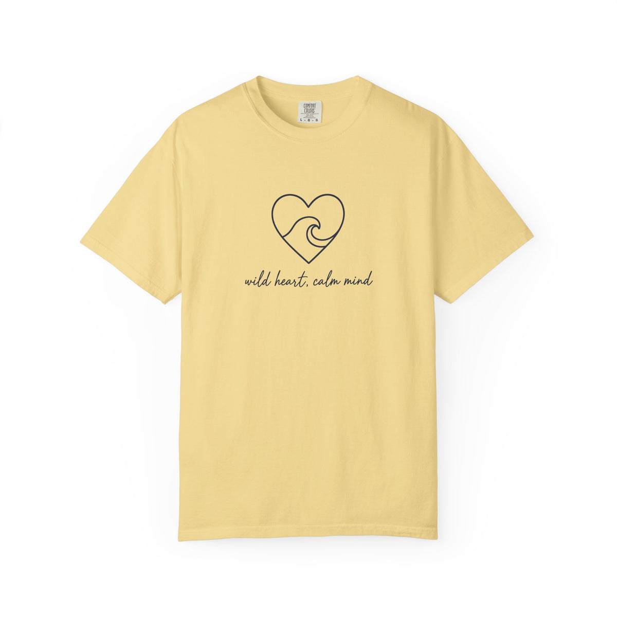 Wild Heart, Calm Mind Tee | Minimal Wave Heart Shirt | Inspirational Ocean T-Shirt | Comfort Colors