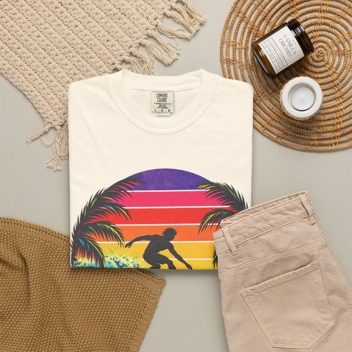 Sunset Chaser Tee | Retro Sunset Shirt | Tropical Surf T-Shirt | Comfort Colors