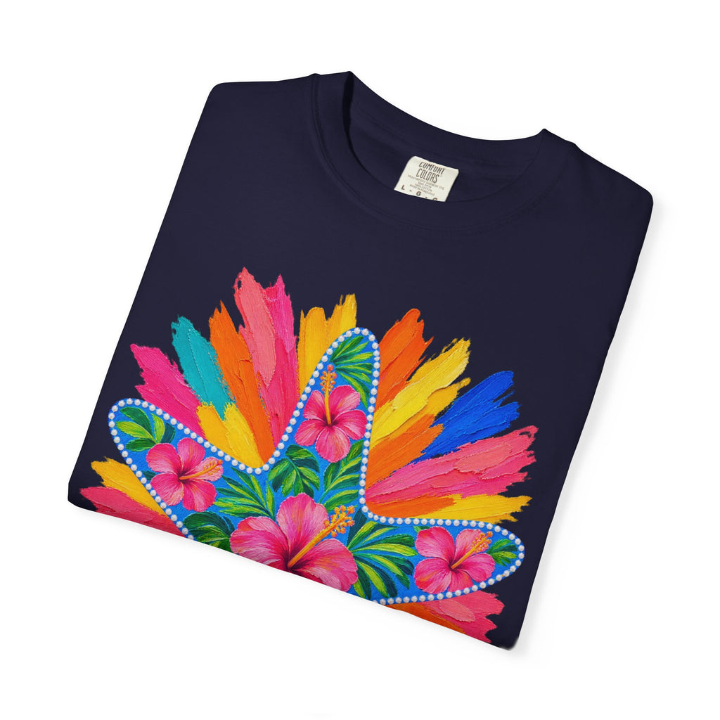 Floral Starfish Shirt | Hibiscus Sunburst Beach Tee | Comfort Colors T-Shirt