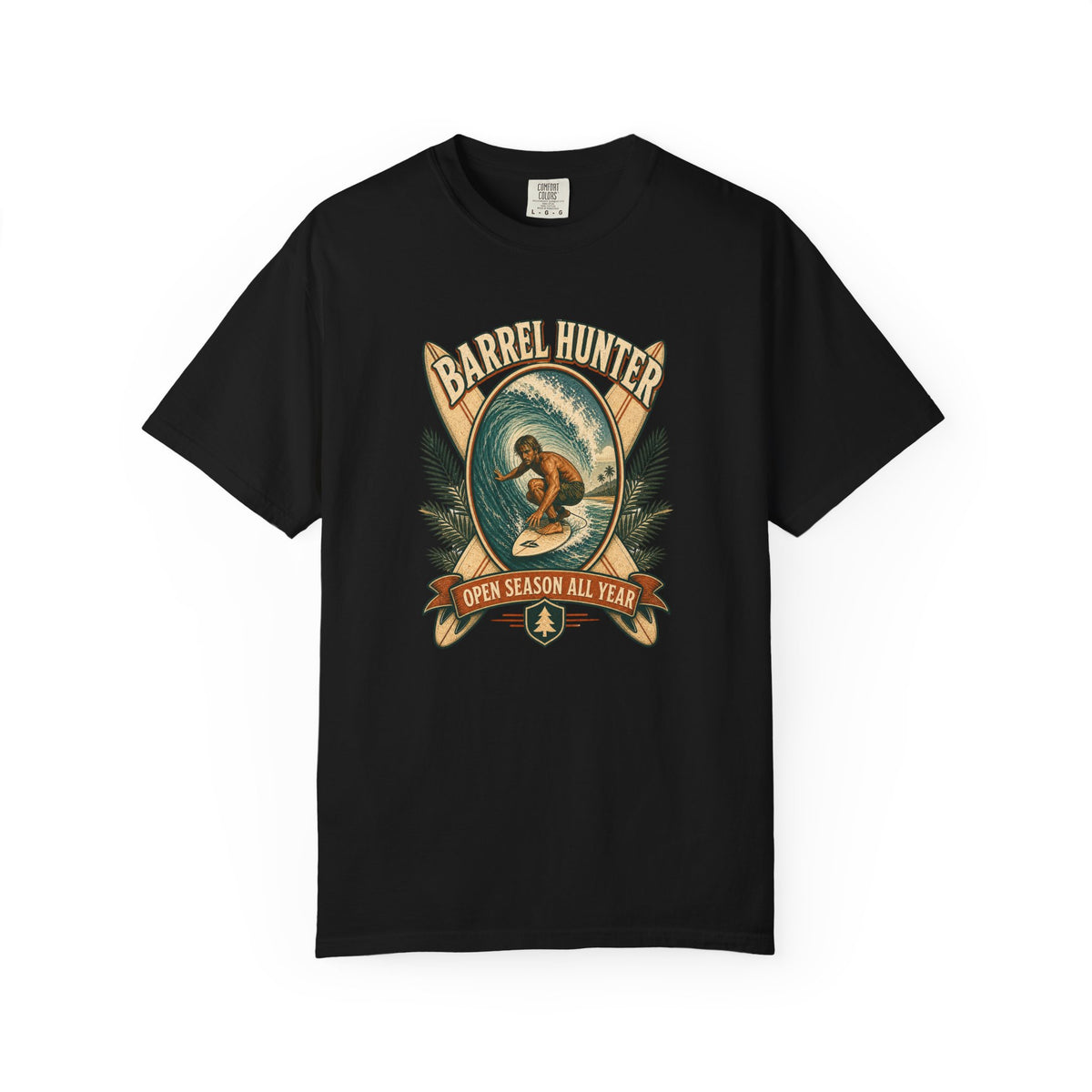 Barrel Hunter Tee | Vintage Barrel Surf Shirt | Retro Beach T-Shirt | Comfort Colors Gift