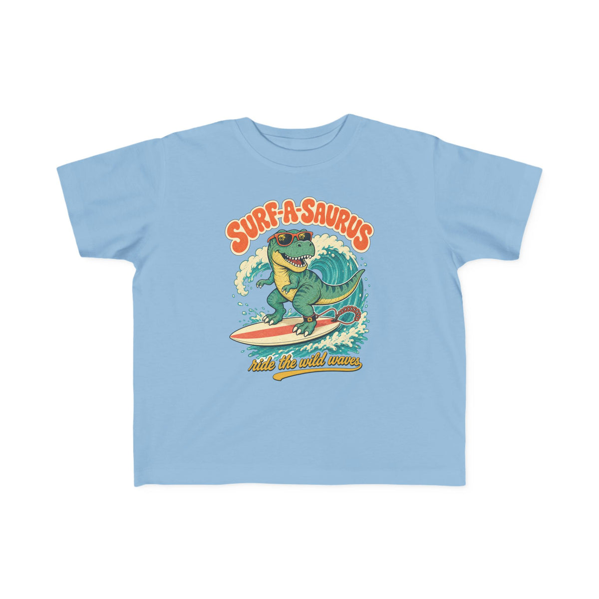 Surf-A-Saurus Kids Tee | Dinosaur Surf Kids Shirt | Toddler Beach T-Shirt | Surf Kid Gift