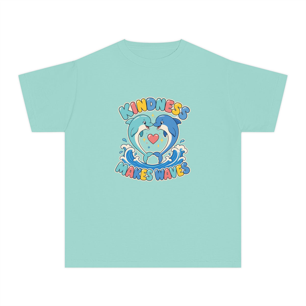 Kindness Makes Waves Kids Tee | Kindness Dolphin Kids Shirt | Youth Beach T-Shirt | Surf Kid Gift