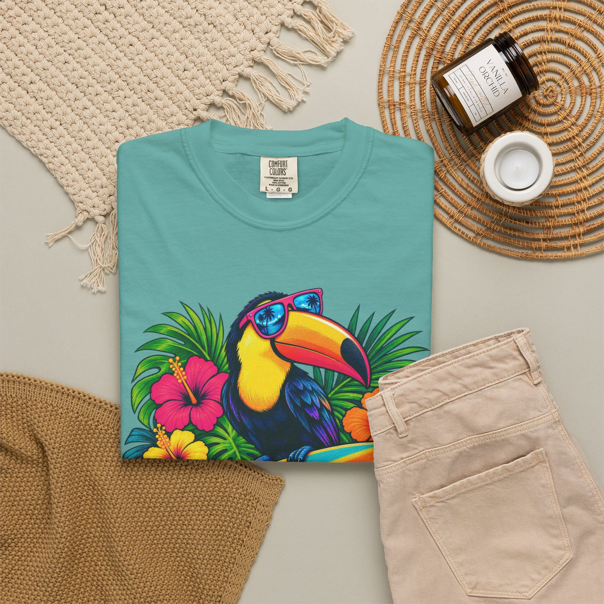 Tropical Mood Toucan Tee | Funny Toucan Surf Shirt | Tropical Jungle T-Shirt | Comfort Colors