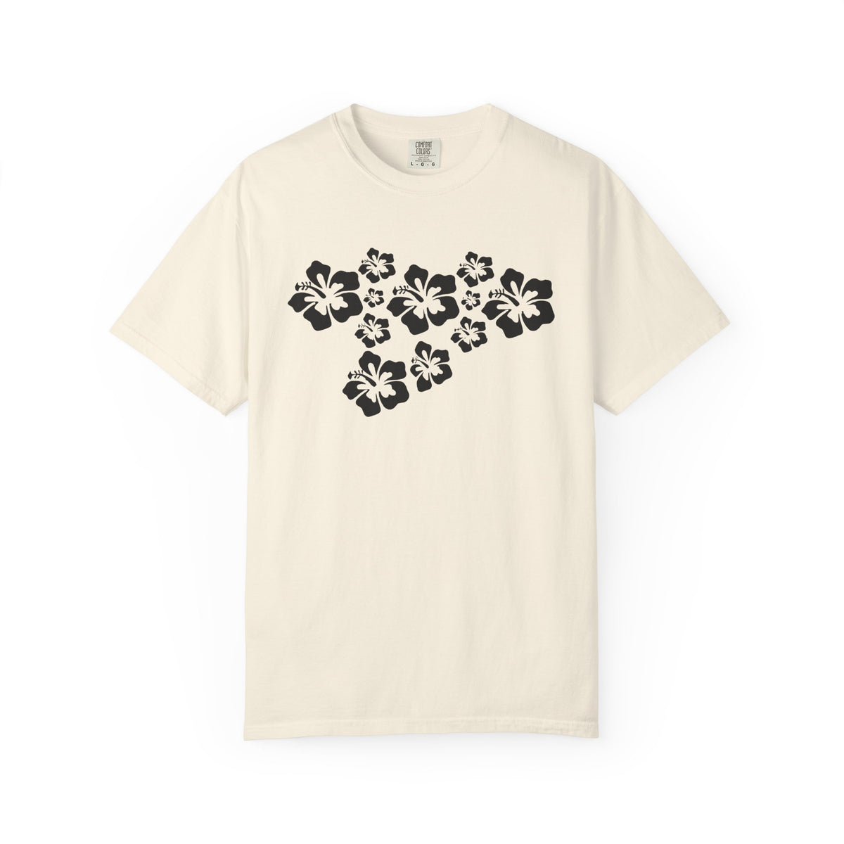 Hibiscus Flowers Tee | Black Hibiscus Cluster Shirt | Tropical Island Flower T-Shirt | Comfort Colors