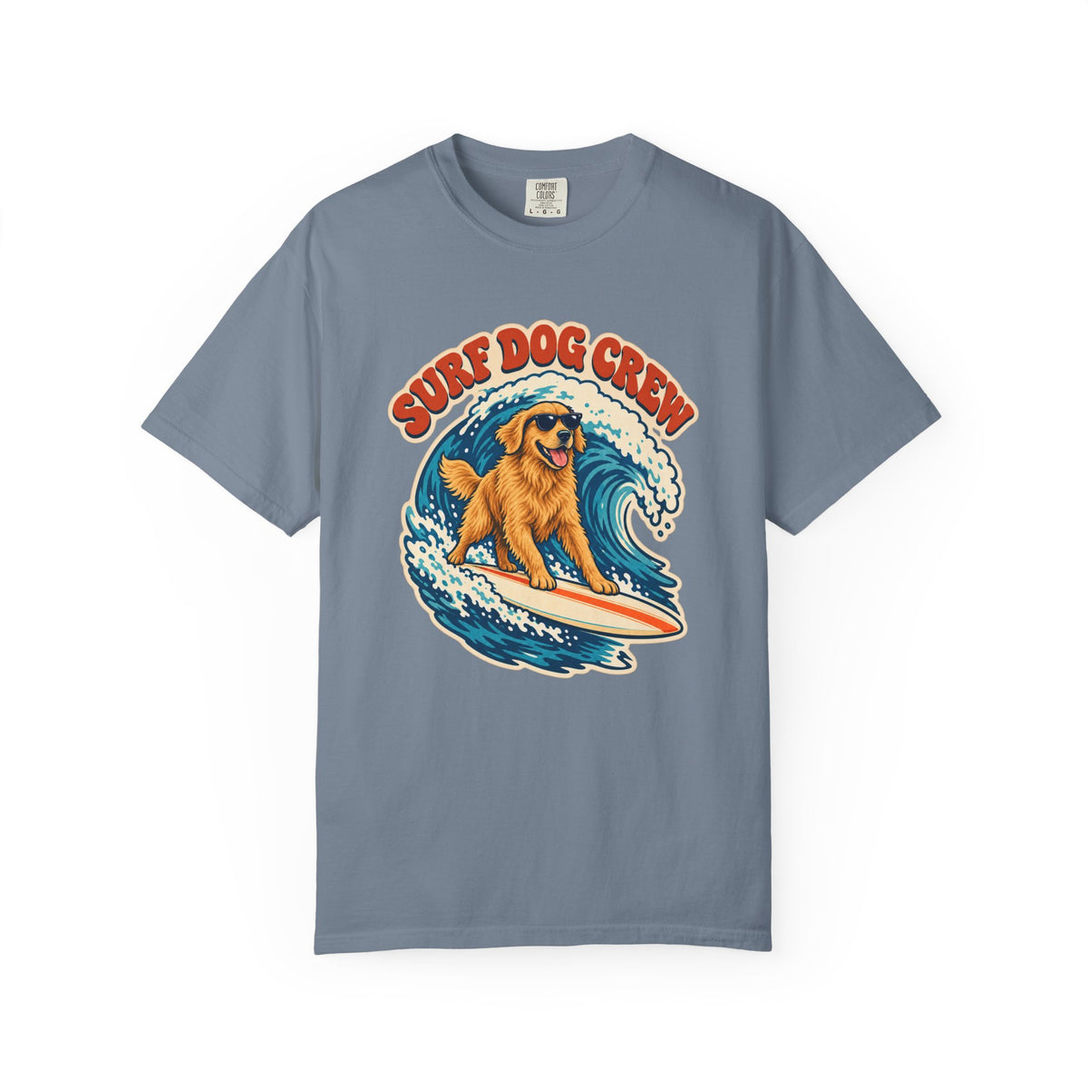 Surf Dog Crew Tee | Golden Retriever Surfing Shirt | Funny Dog Lover Surf T-Shirt | Comfort Colors