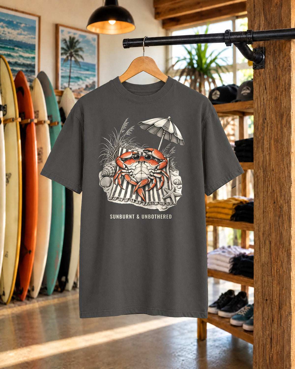 Sunburnt And Unbothered Crab Shirt | Funny Beach Crab Tee | Comfort Colors T-Shirt