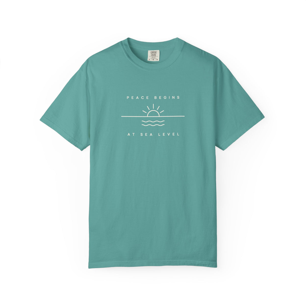 Peace Begins At Sea Level Tee | Minimal Horizon Shirt | Inspirational Ocean T-Shirt | Comfort Colors