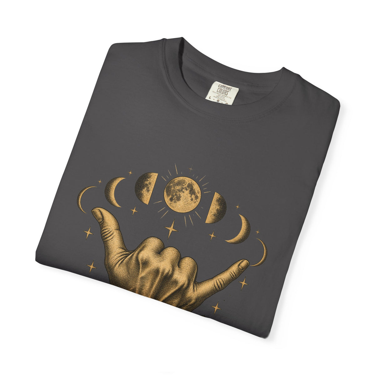 Shaka Moon Phases Shirt | Celestial Shaka Hand Tee | Comfort Colors T-Shirt