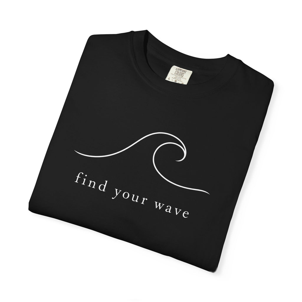 Find Your Wave Tee | Minimalist Wave Line Art Shirt | Inspirational Surf T-Shirt | Comfort Colors Blue Jean
