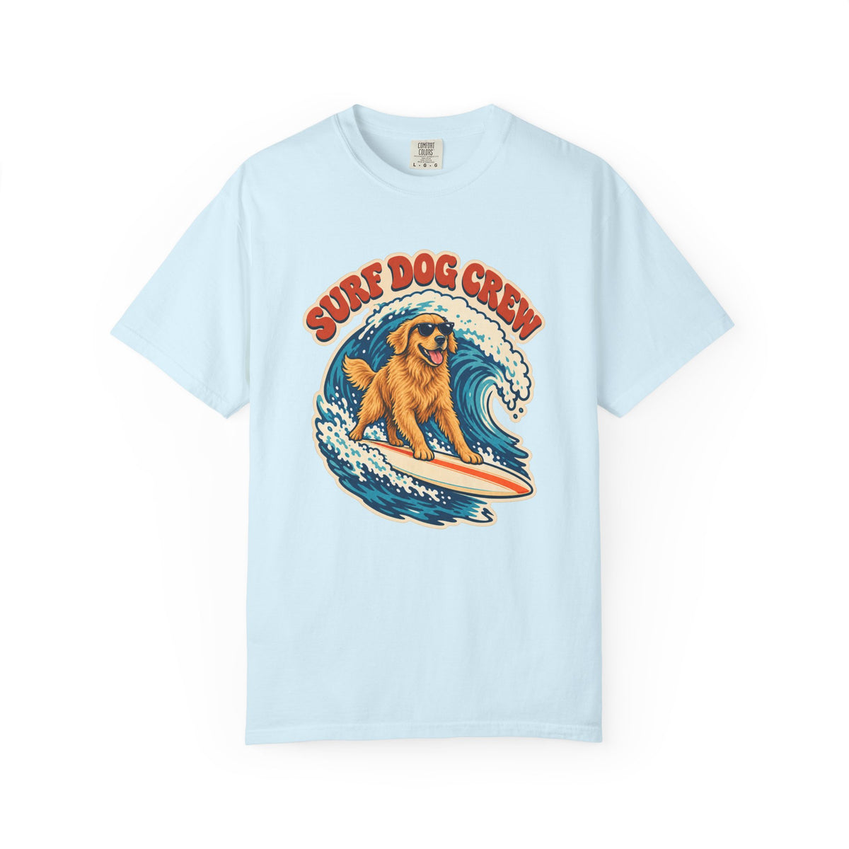 Surf Dog Crew Tee | Golden Retriever Surfing Shirt | Funny Dog Lover Surf T-Shirt | Comfort Colors
