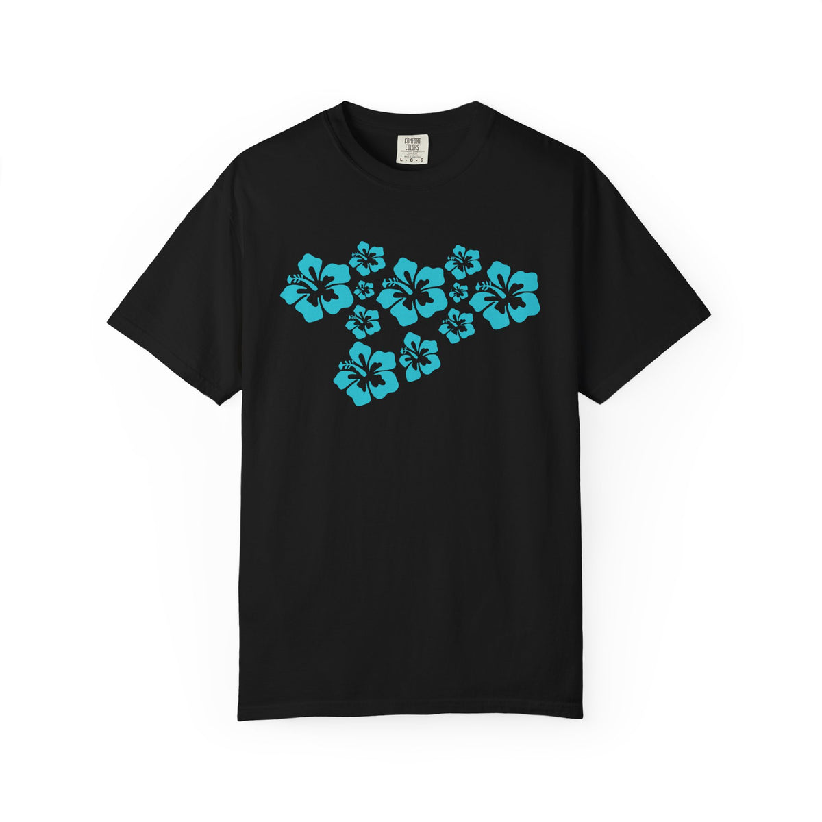 Hibiscus Flowers Tee | Teal Hibiscus Cluster Shirt | Tropical Island Flower T-Shirt | Comfort Colors