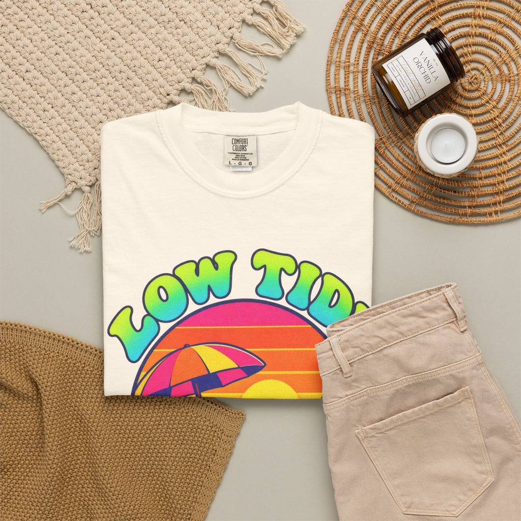 Low Tide High Vibes Tee | Good Vibes Beach Shirt | Colorful Tide Pool T-Shirt | Comfort Colors