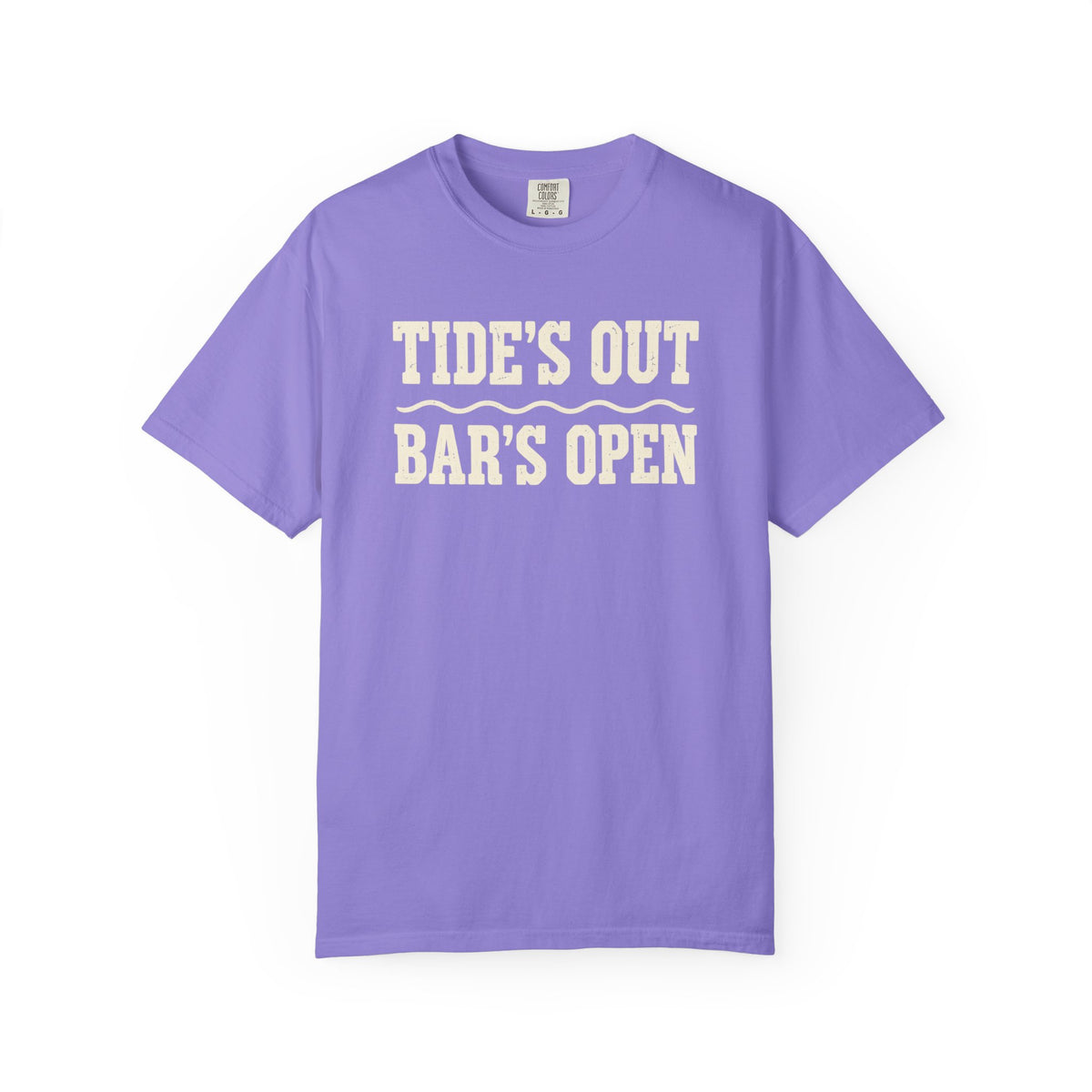 Tide's Out Bar's Open Tee | Funny Beach Bar Shirt | Drinking Vacation T-Shirt | Comfort Colors Island Tee