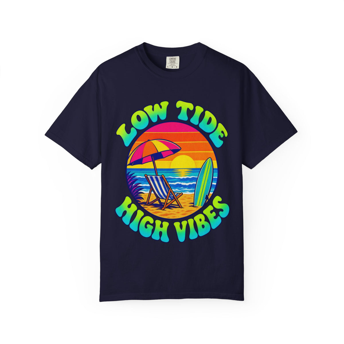 Low Tide High Vibes Tee | Good Vibes Beach Shirt | Colorful Tide Pool T-Shirt | Comfort Colors