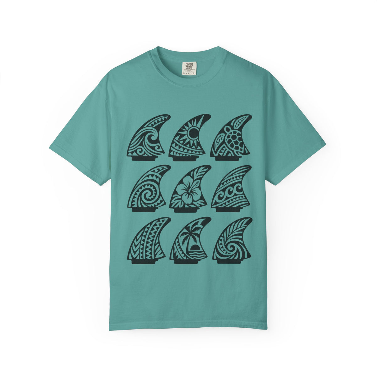 Tribal Surf Fins Shirt | Polynesian Fin Grid Tee | Comfort Colors T-Shirt