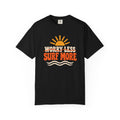 Worry Less Surf More Tee | Retro Sun Wave Shirt | Funny Surf T-Shirt | Comfort Colors Gift