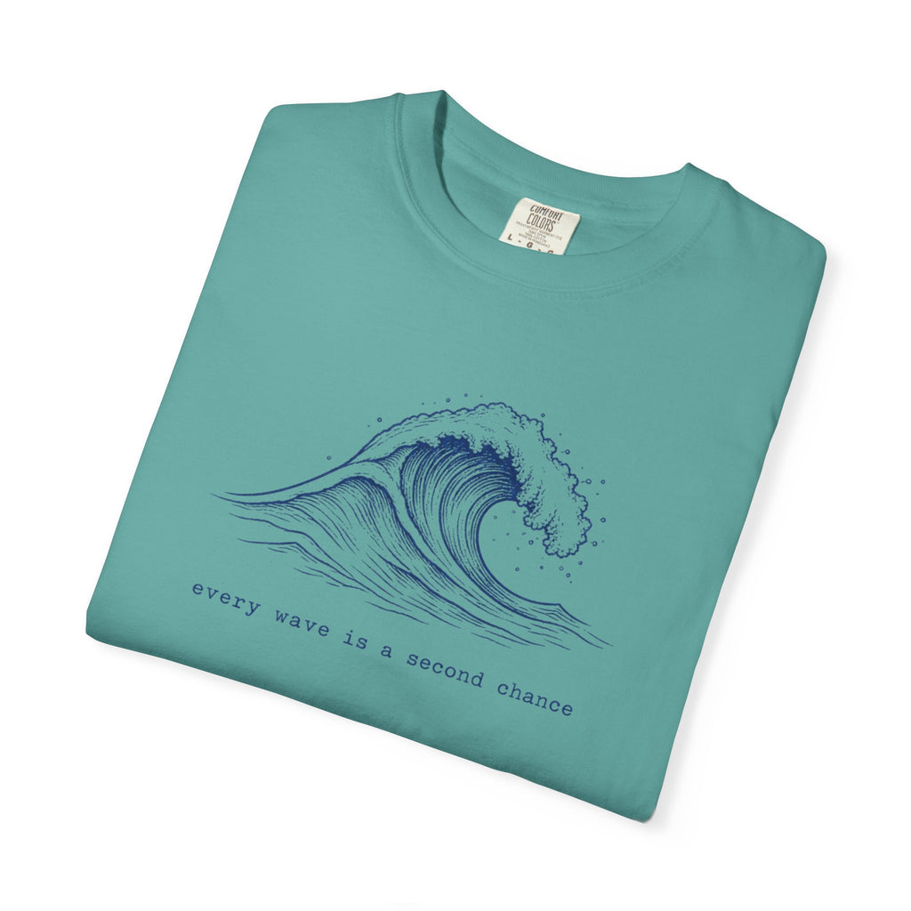 Every Wave Is A Second Chance Tee | Japanese Wave Ink Art Shirt | Inspirational Surf T-Shirt | Comfort Colors