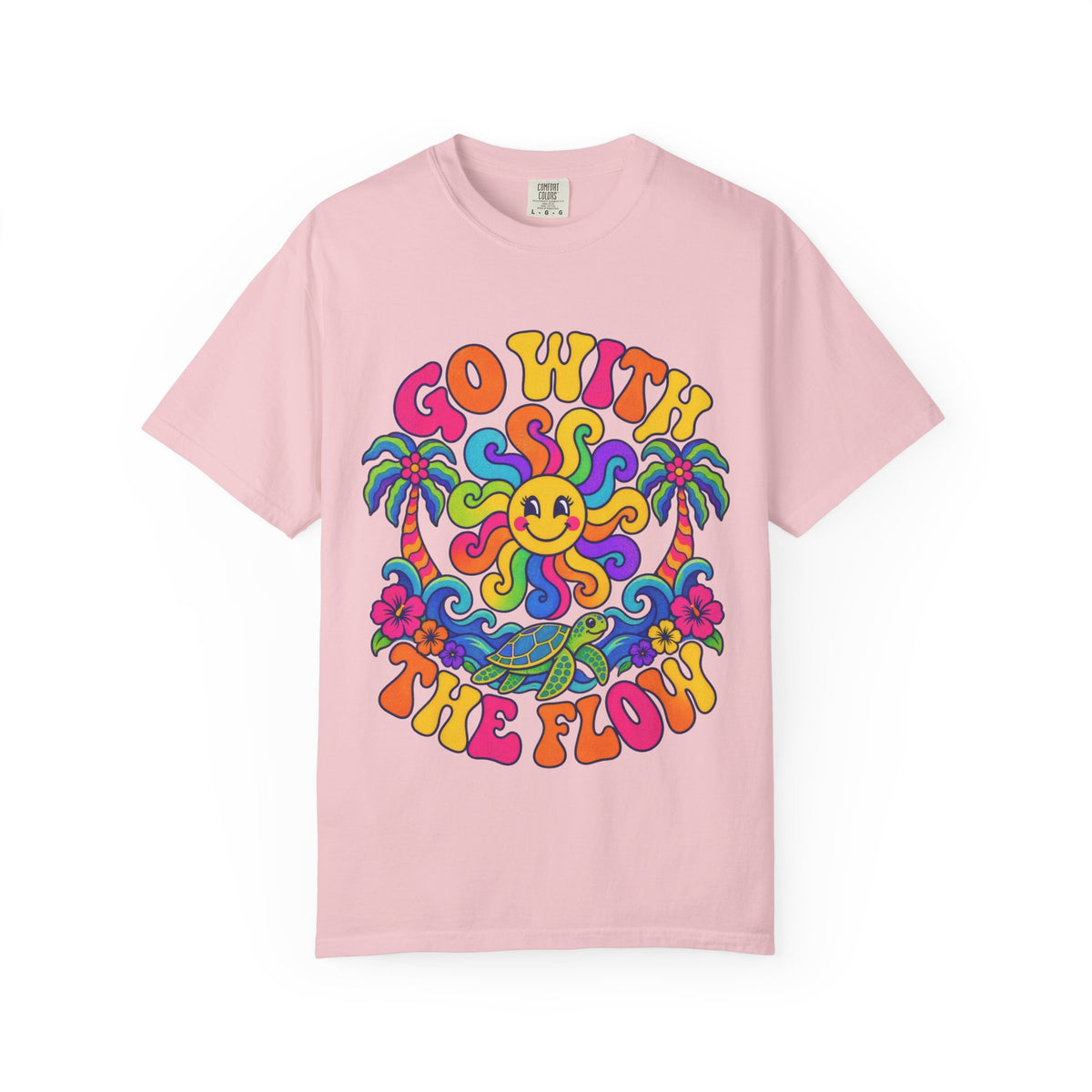 Go With The Flow Tee | Retro Wave Shirt | Positive Vibes T-Shirt | Comfort Colors