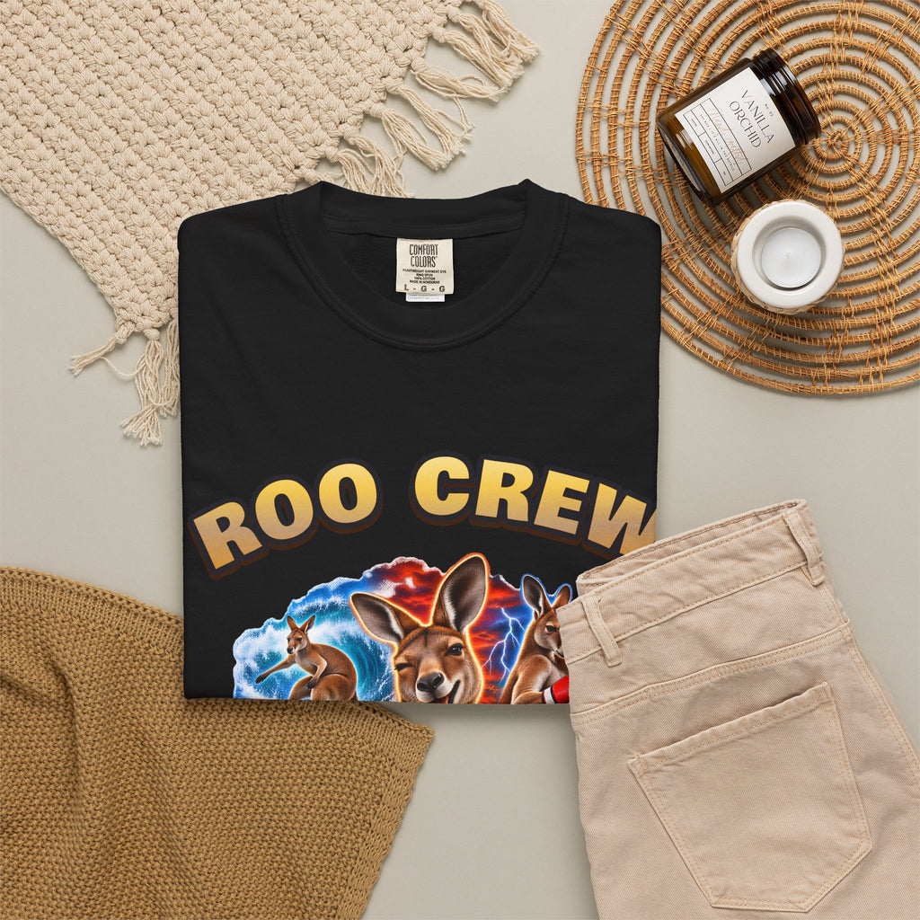 Roo Crew Kangaroo Shirt | Funny Aussie Bootleg Tee | Comfort Colors T-Shirt