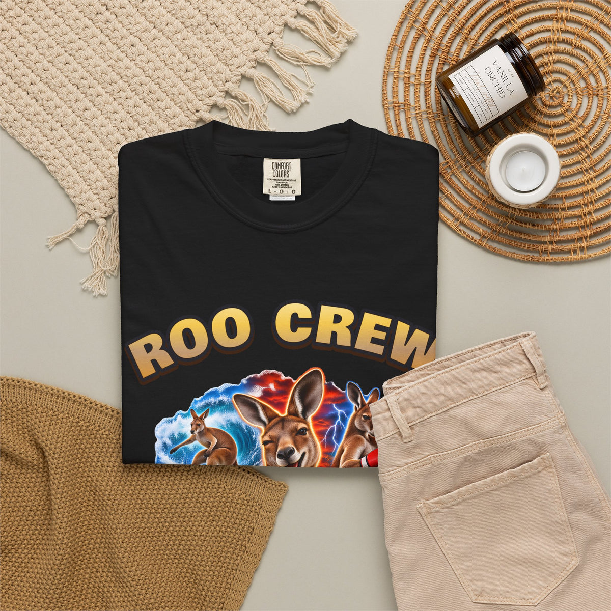 Roo Crew Kangaroo Shirt | Funny Aussie Bootleg Tee | Comfort Colors T-Shirt