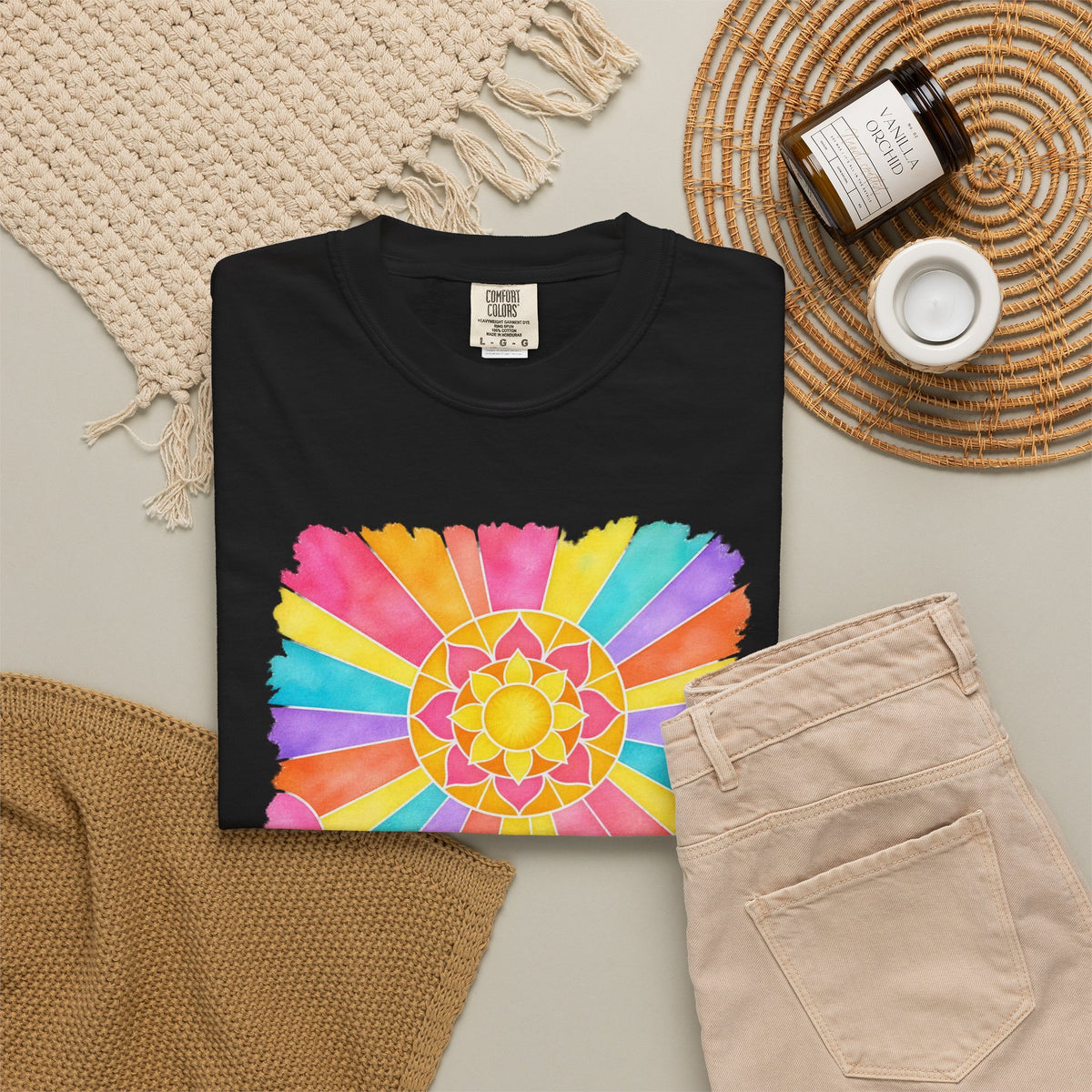 Stained Glass Wave Shirt | Pastel Sunburst Ocean Tee | Comfort Colors T-Shirt