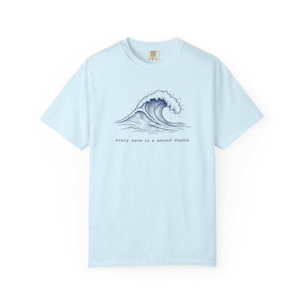 Every Wave Is A Second Chance Tee | Japanese Wave Ink Art Shirt | Inspirational Surf T-Shirt | Comfort Colors