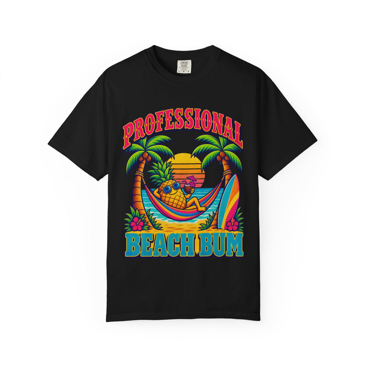 Professional Beach Bum Tee | Funny Pineapple Hammock Shirt | Retro Vacation T-Shirt | Comfort Colors