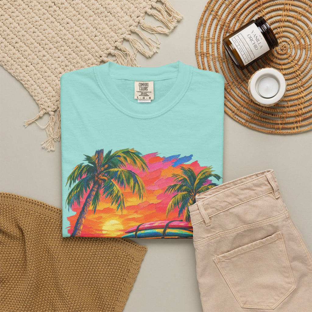 Surf Van Sunset Shirt | Retro Camper Van Beach Tee | Comfort Colors T-Shirt