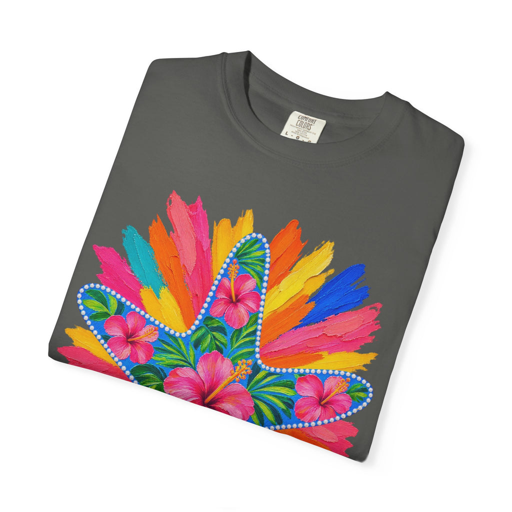 Floral Starfish Shirt | Hibiscus Sunburst Beach Tee | Comfort Colors T-Shirt
