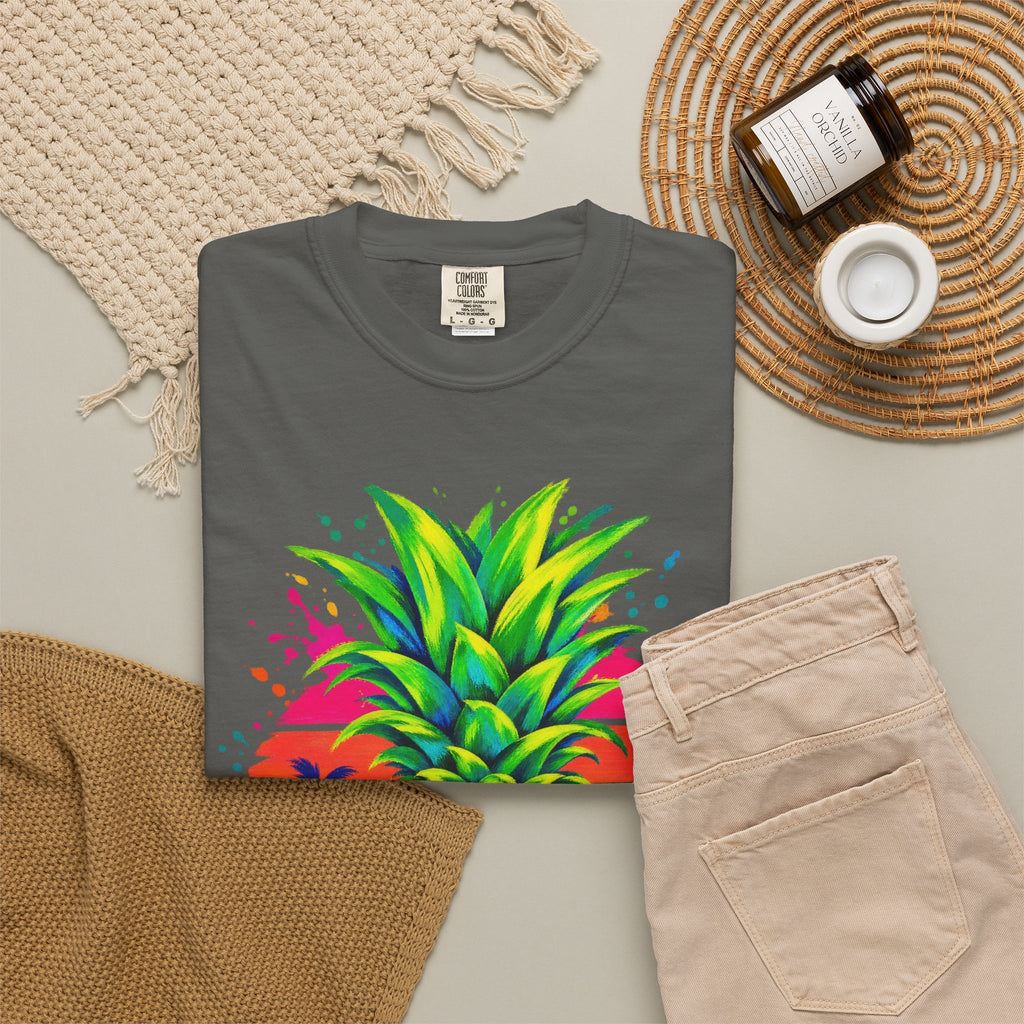 Neon Leopard Pineapple Shirt | Tropical Pineapple Sunset Tee | Comfort Colors T-Shirt