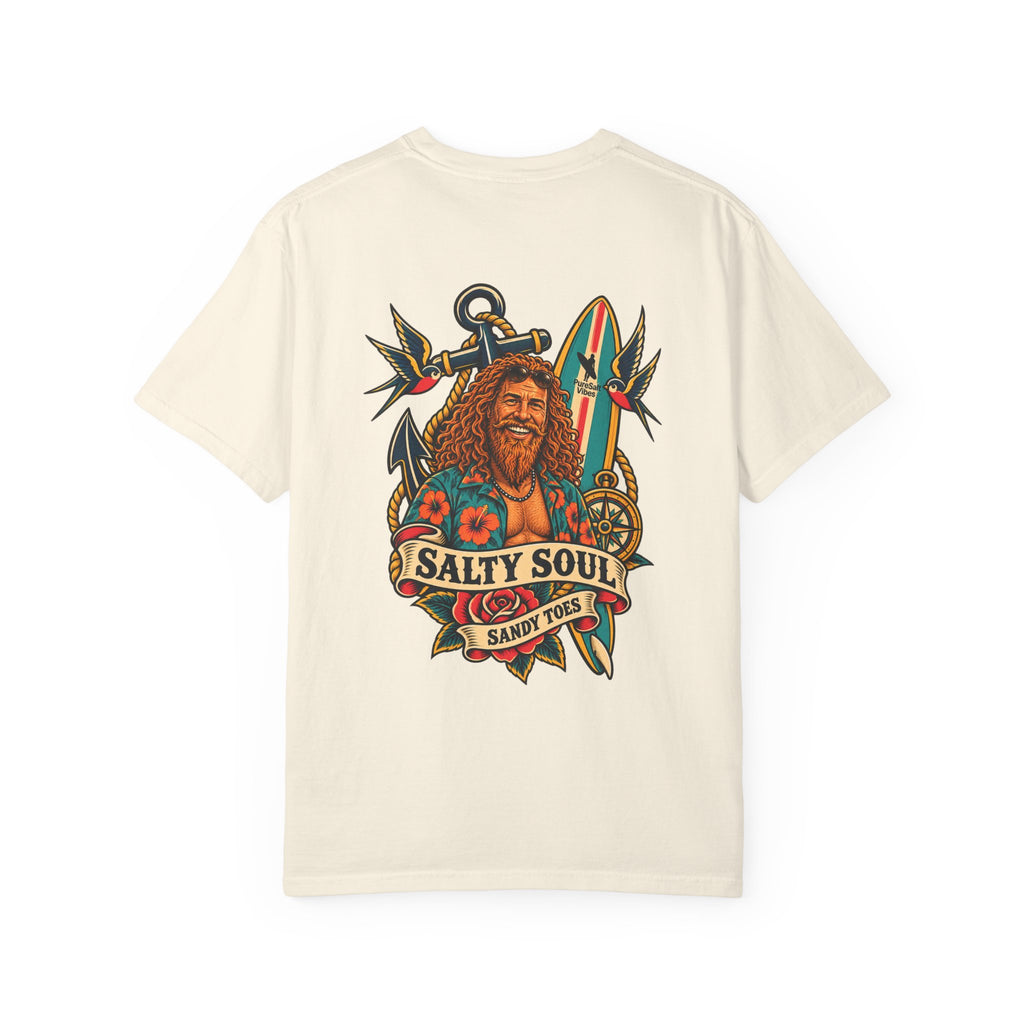 Salty Soul Surf Tee — Retro Beach Surfboard Anchor Graphic T-Shirt