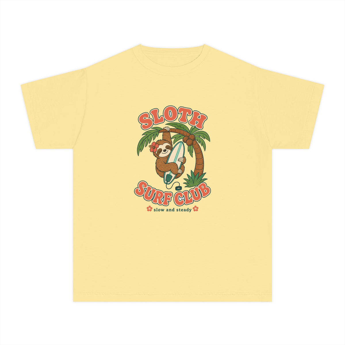 Sloth Surf Club Kids Tee | Sloth Kids Shirt | Youth Beach T-Shirt | Surf Kid Gift