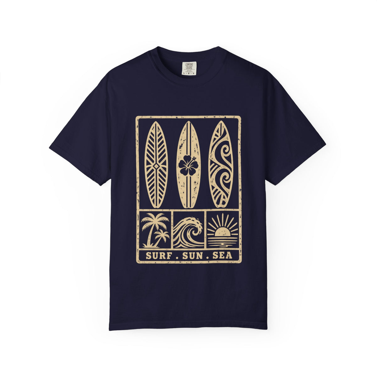 Surf Sun Sea Shirt | Vintage Surfboard Panels Tee | Comfort Colors T-Shirt