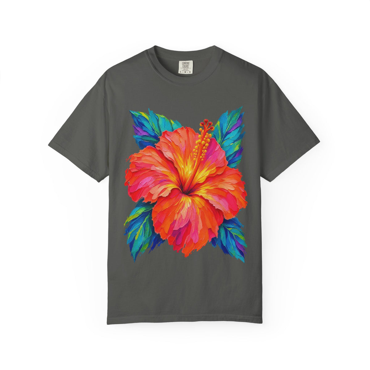 Painted Hibiscus Sunrise Shirt | Tropical Flower Tee | Comfort Colors T-Shirt