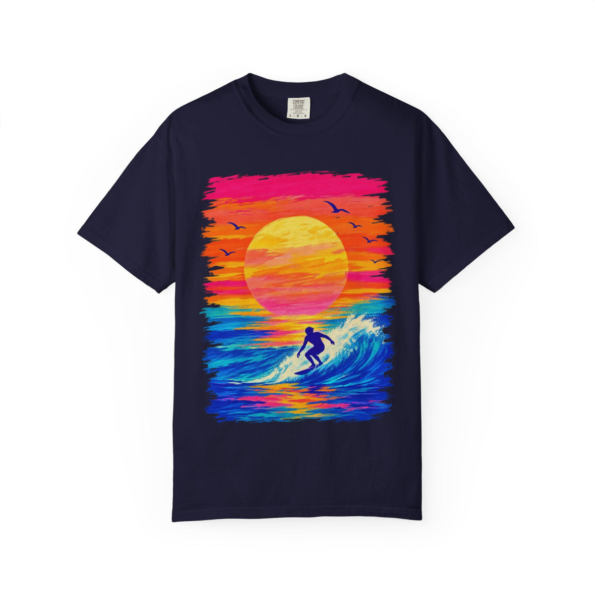 Grunge Sunset Surfer Shirt | Retro Stripe Surf Tee | Comfort Colors T-Shirt
