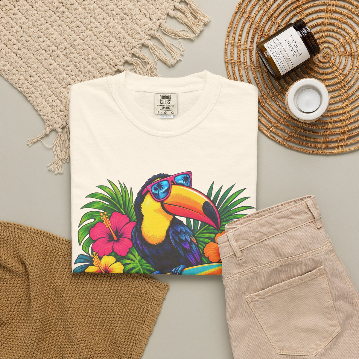 Tropical Mood Toucan Tee | Funny Toucan Surf Shirt | Tropical Jungle T-Shirt | Comfort Colors