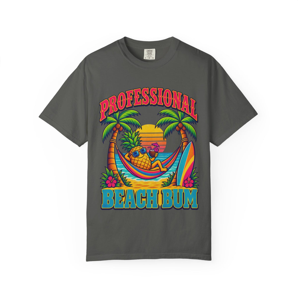Professional Beach Bum Tee | Funny Pineapple Hammock Shirt | Retro Vacation T-Shirt | Comfort Colors