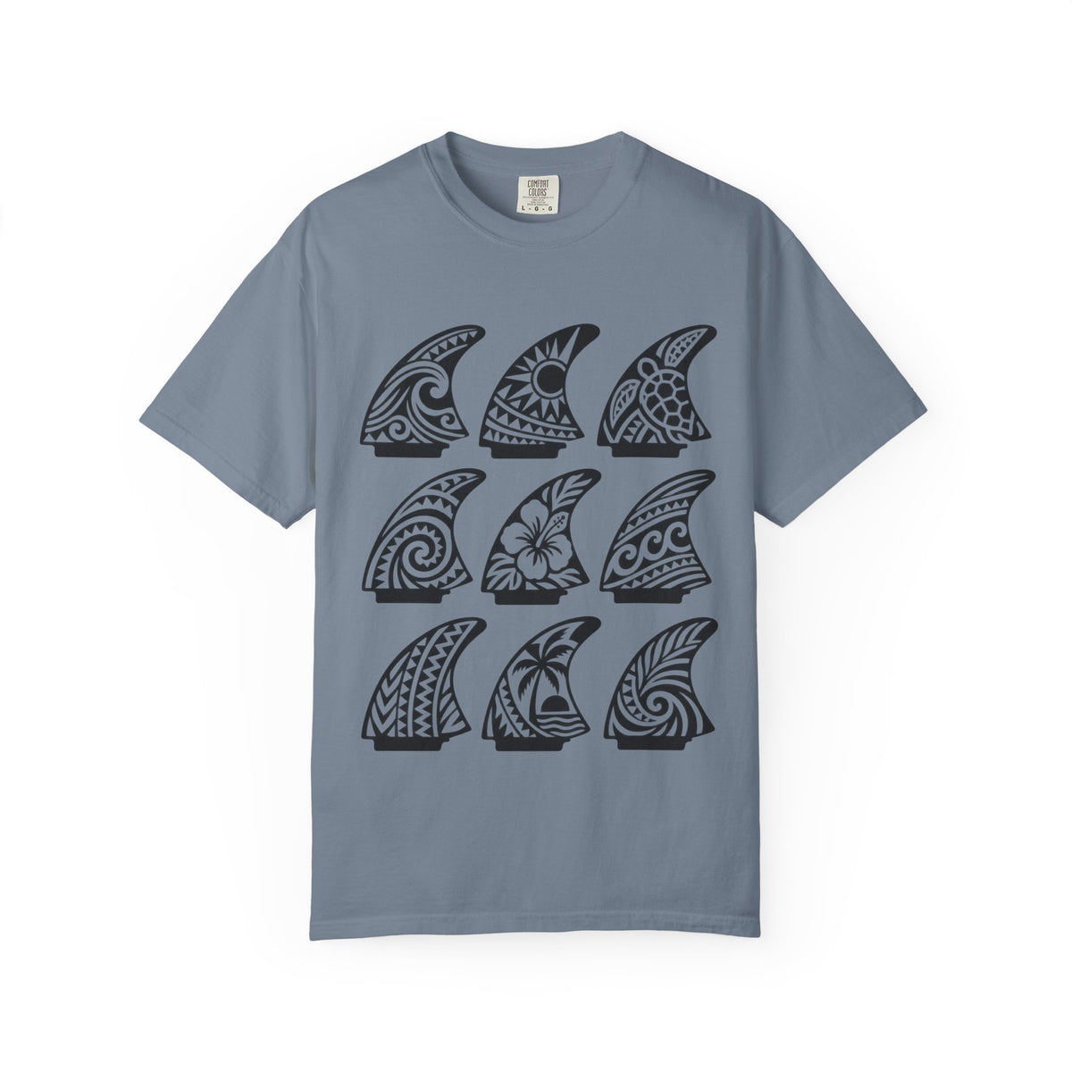 Tribal Surf Fins Shirt | Polynesian Fin Grid Tee | Comfort Colors T-Shirt