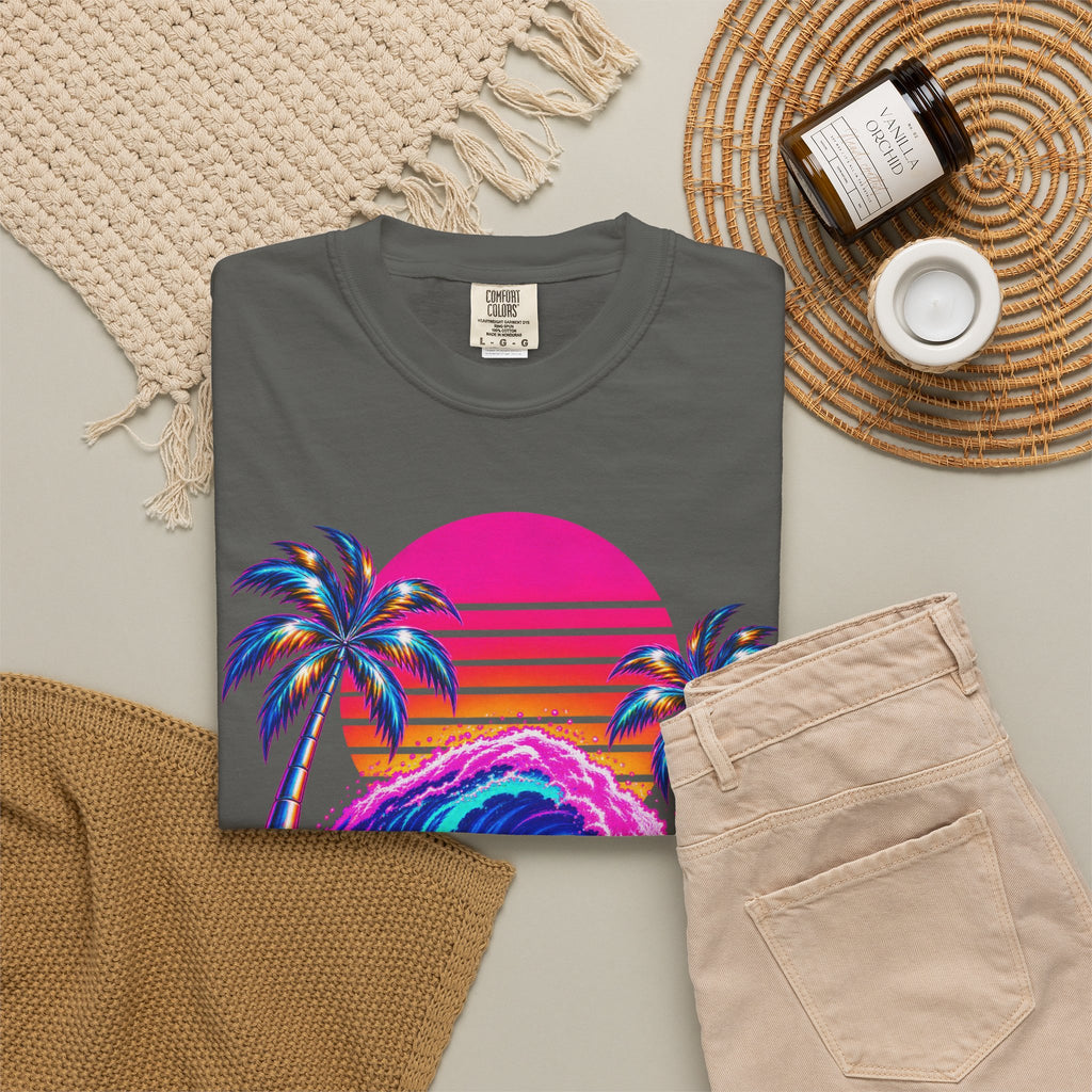 Neon Swell Tee | 80s Neon Surf Shirt | Retro Wave T-Shirt | Comfort Colors