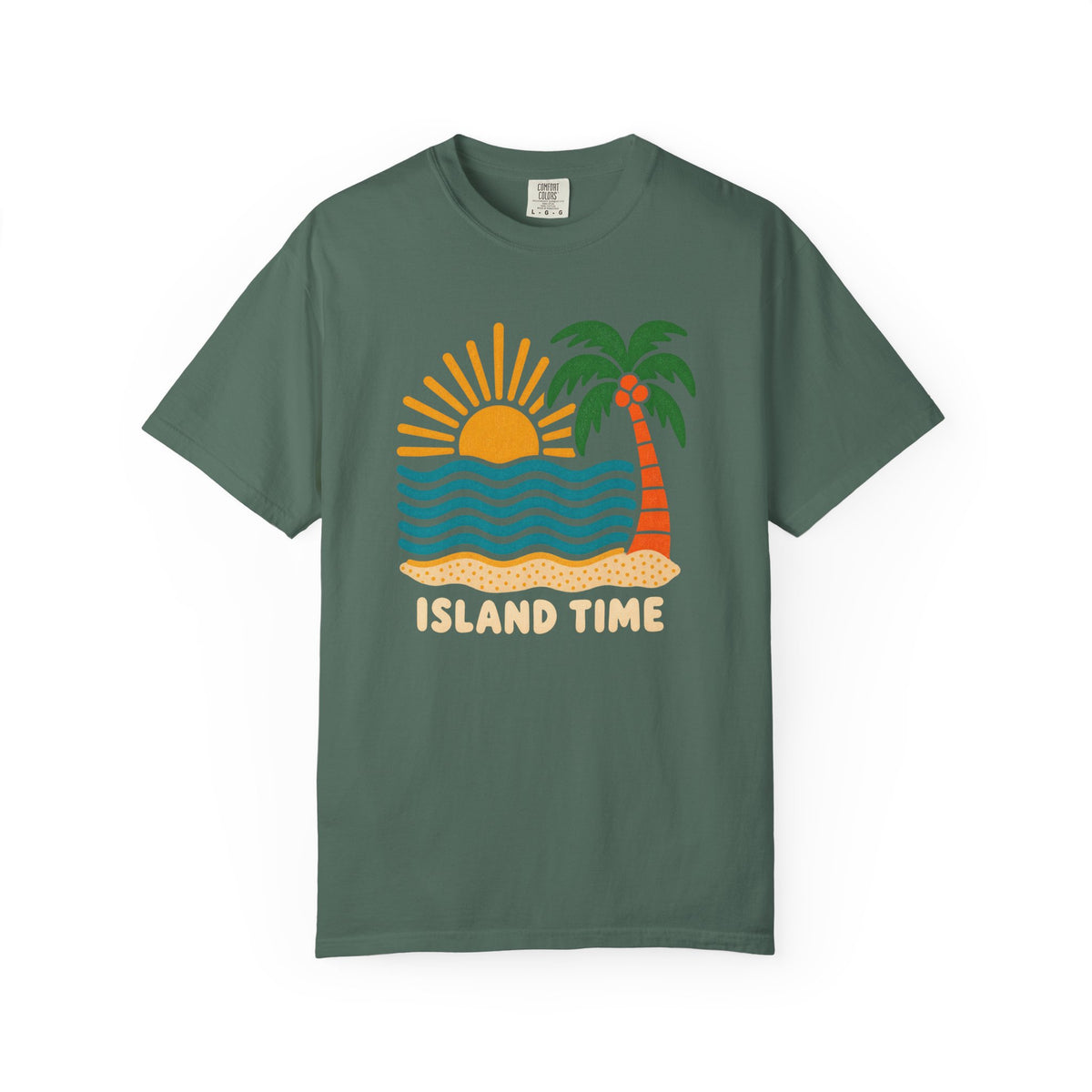 Island Time Tee | Retro Sun Palm Wave Shirt | Tropical Beach T-Shirt | Comfort Colors Gift