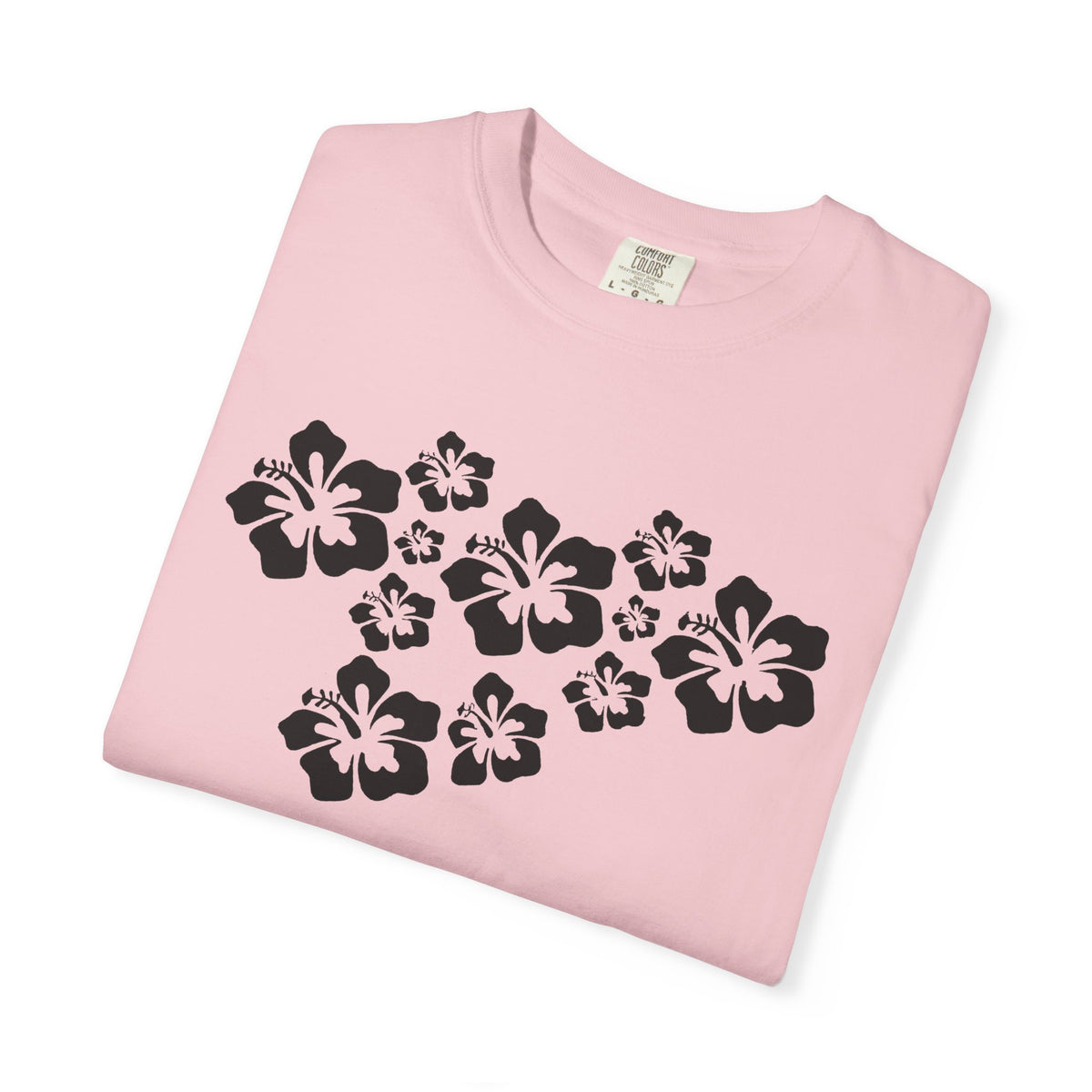 Hibiscus Flowers Tee | Black Hibiscus Cluster Shirt | Tropical Island Flower T-Shirt | Comfort Colors