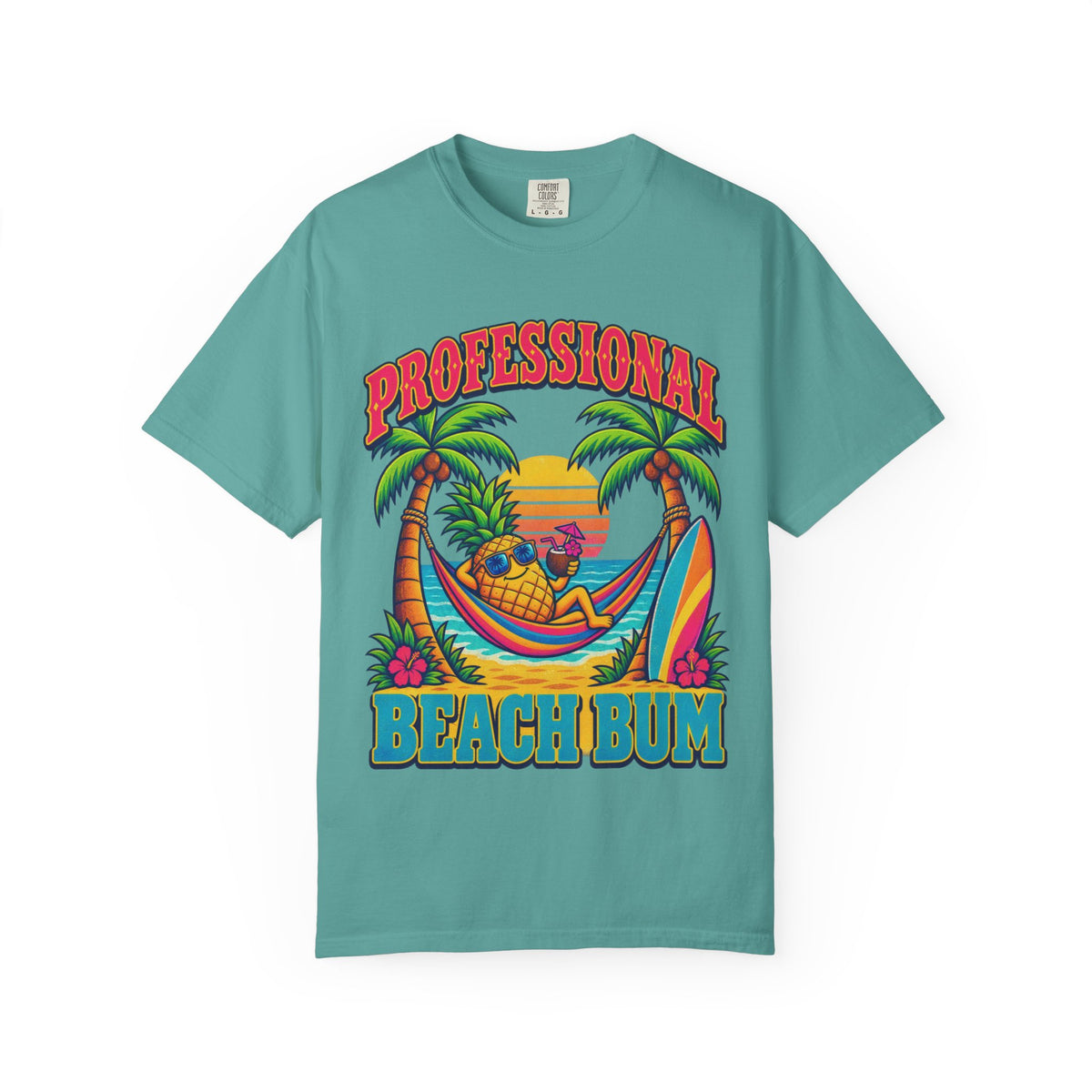 Professional Beach Bum Tee | Funny Pineapple Hammock Shirt | Retro Vacation T-Shirt | Comfort Colors