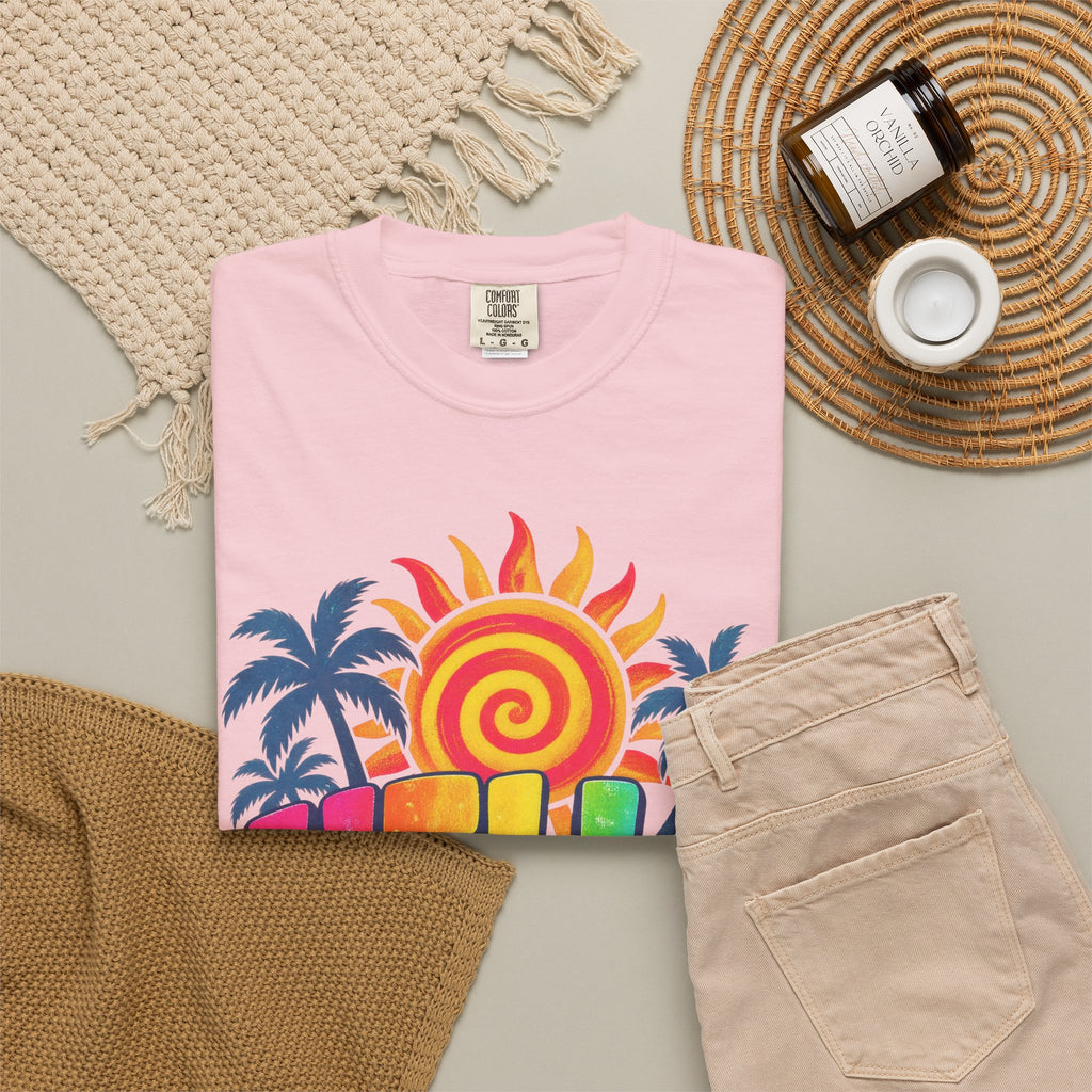 Hello Sunshine Tee | Retro Spiral Sun Shirt | Cute Summer T-Shirt | Comfort Colors