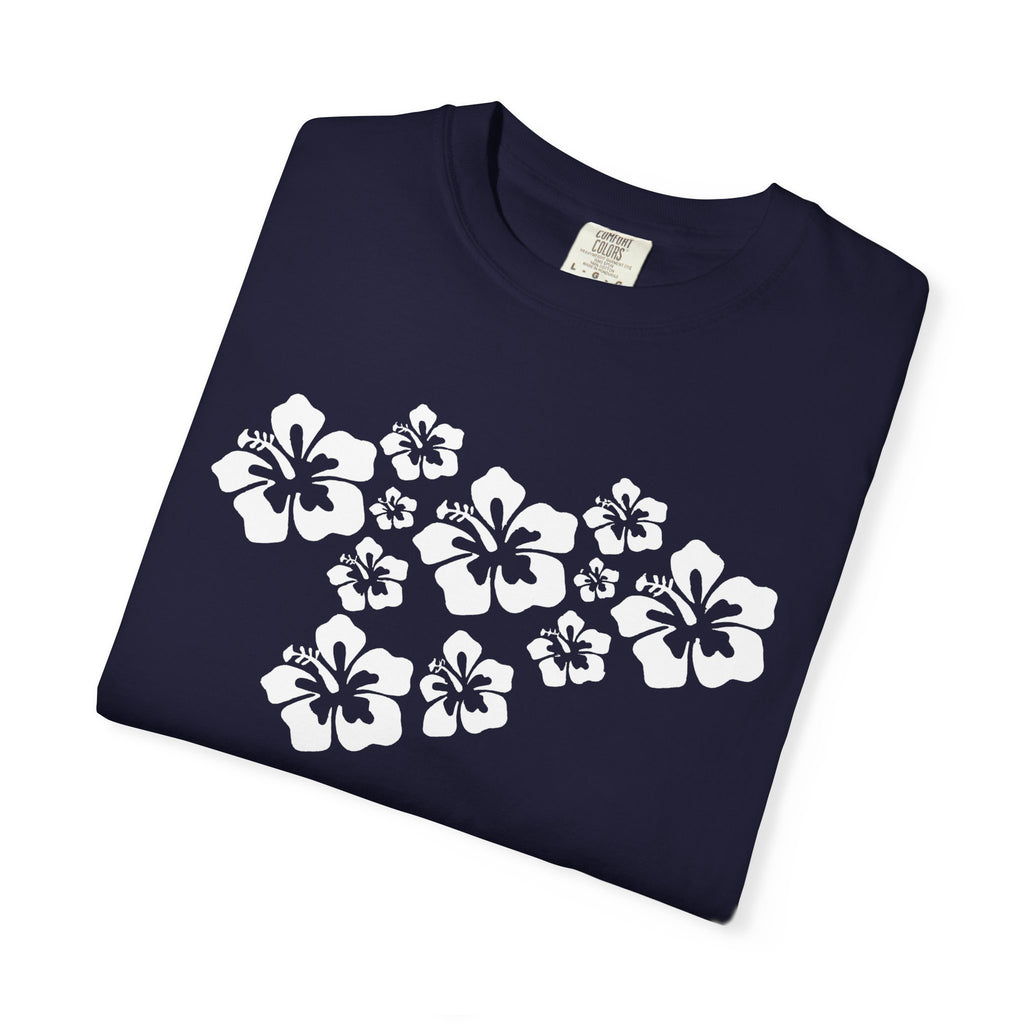 Hibiscus Flowers Tee | White Hibiscus Cluster Shirt | Tropical Island Flower T-Shirt | Comfort Colors