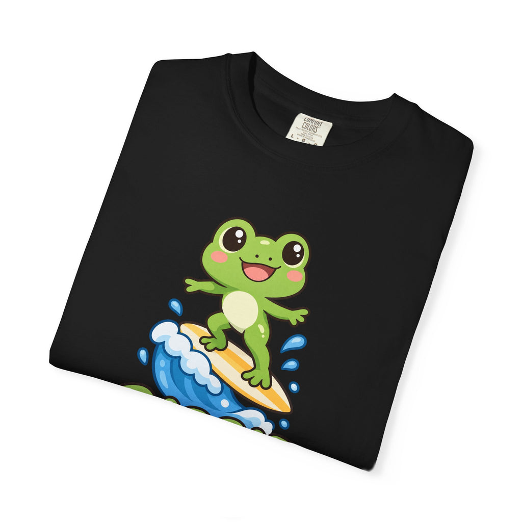 Ribbit and Ride Tee | Cute Surfing Frog Shirt | Funny Frog Surf T-Shirt | Comfort Colors Butter
