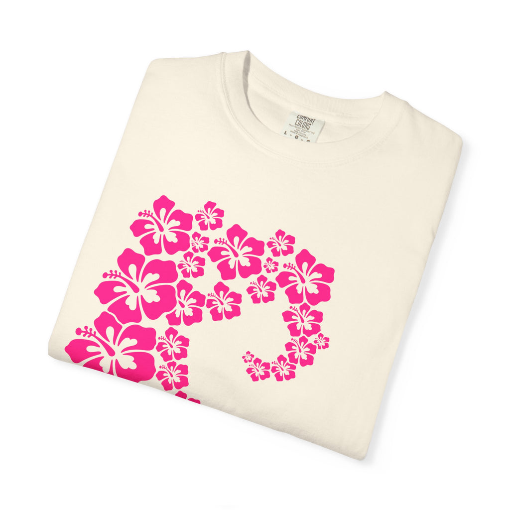 Hibiscus Wave Tee | Pink Flower Wave Shirt | Tropical Hawaiian Hibiscus T-Shirt | Comfort Colors
