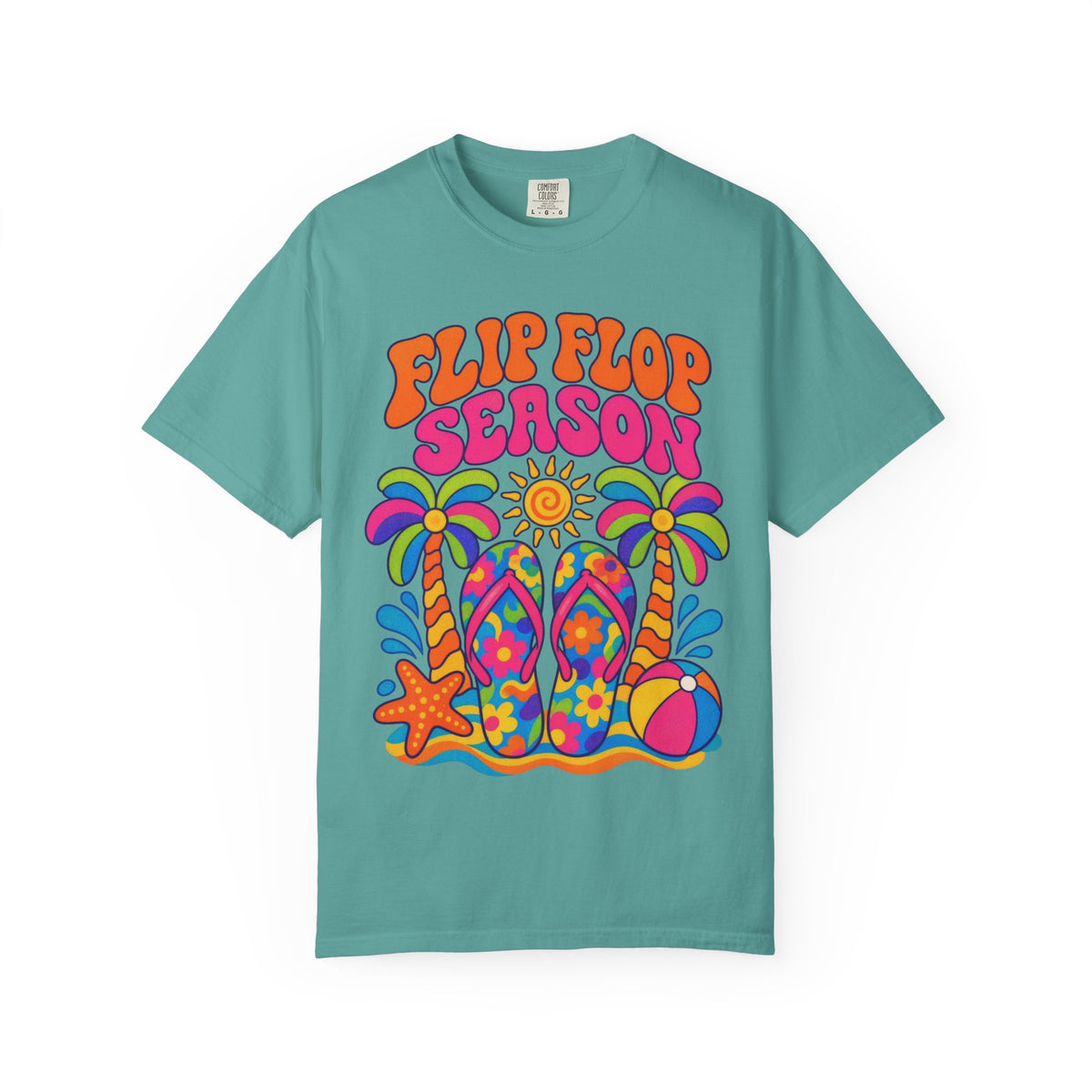 Flip Flop Season Tee | Summer Beach Shirt | Colorful Sandals T-Shirt | Comfort Colors