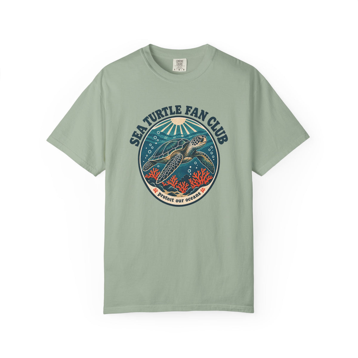 Sea Turtle Fan Club Tee | Vintage Turtle Coral Shirt | Protect Our Oceans T-Shirt | Comfort Colors Gift