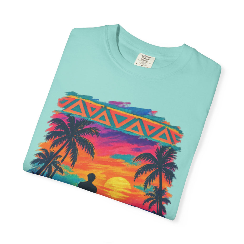 Surfer Walking To The Lineup Shirt | Tribal Sunset Surf Tee | Comfort Colors T-Shirt